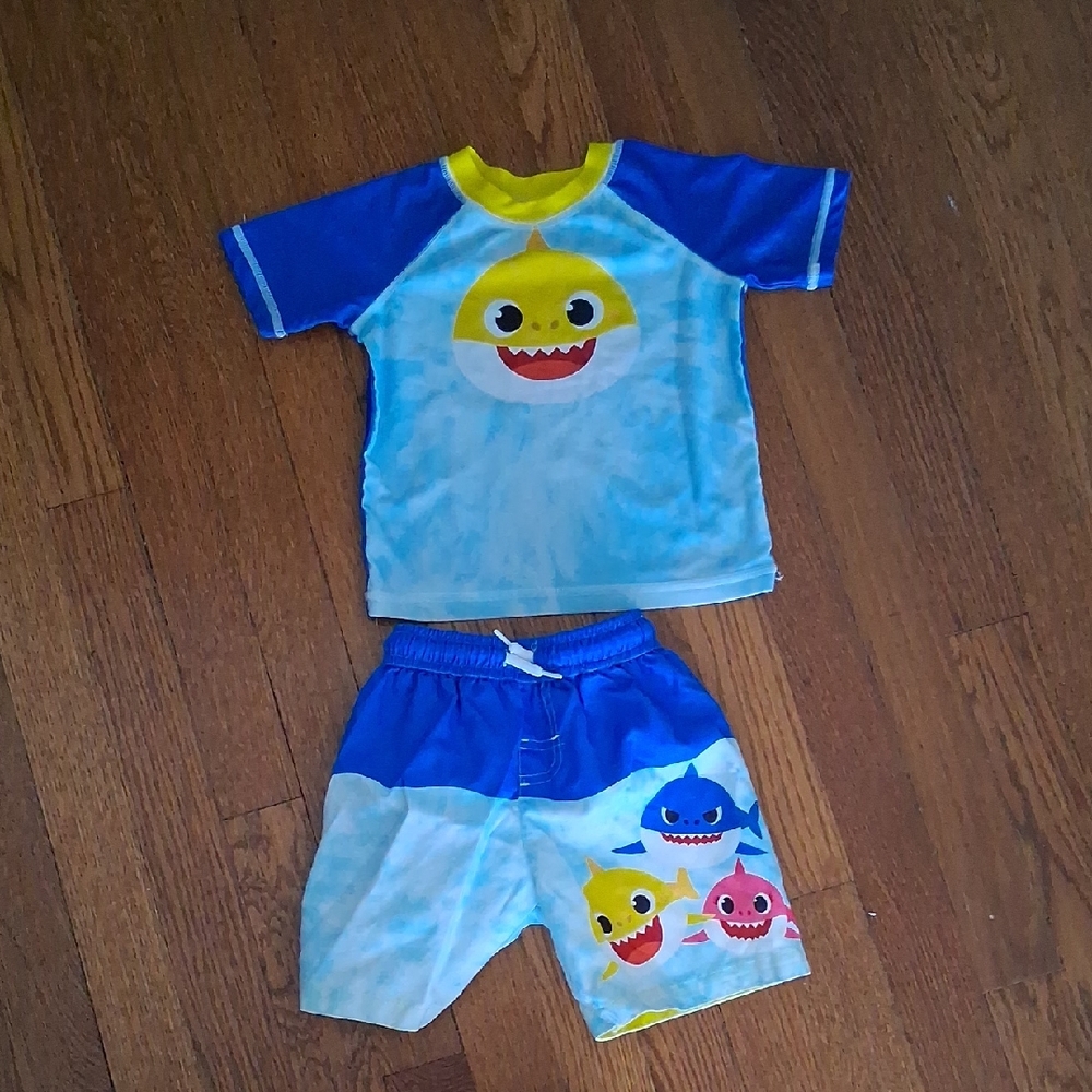 Kids Shark Rashguard Set - Blue and Yellow